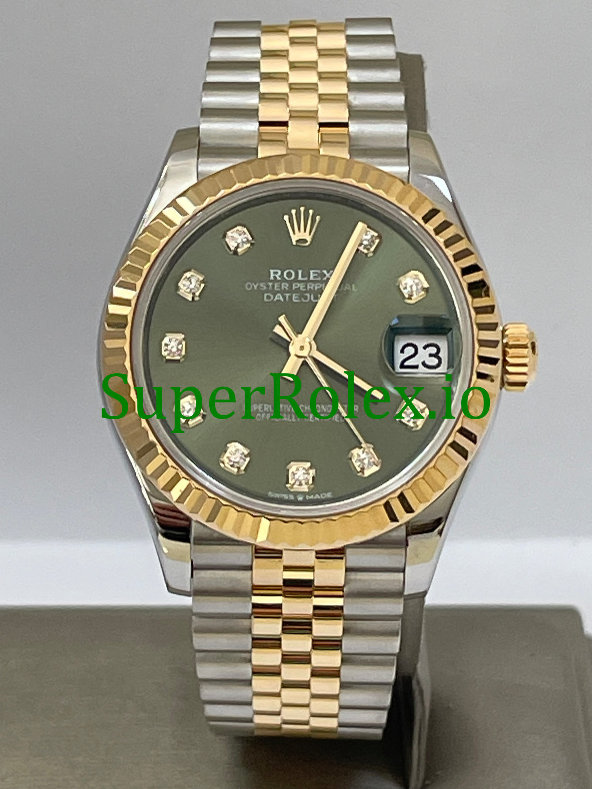 Rolex Datejust 31 Steel and Yellow Gold Olive Green Diamond Dial Ref.278273