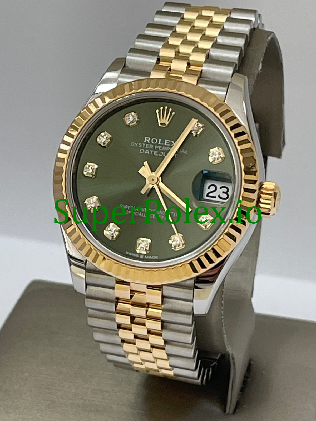 Rolex Datejust 31 Steel and Yellow Gold Olive Green Diamond Dial Ref.278273