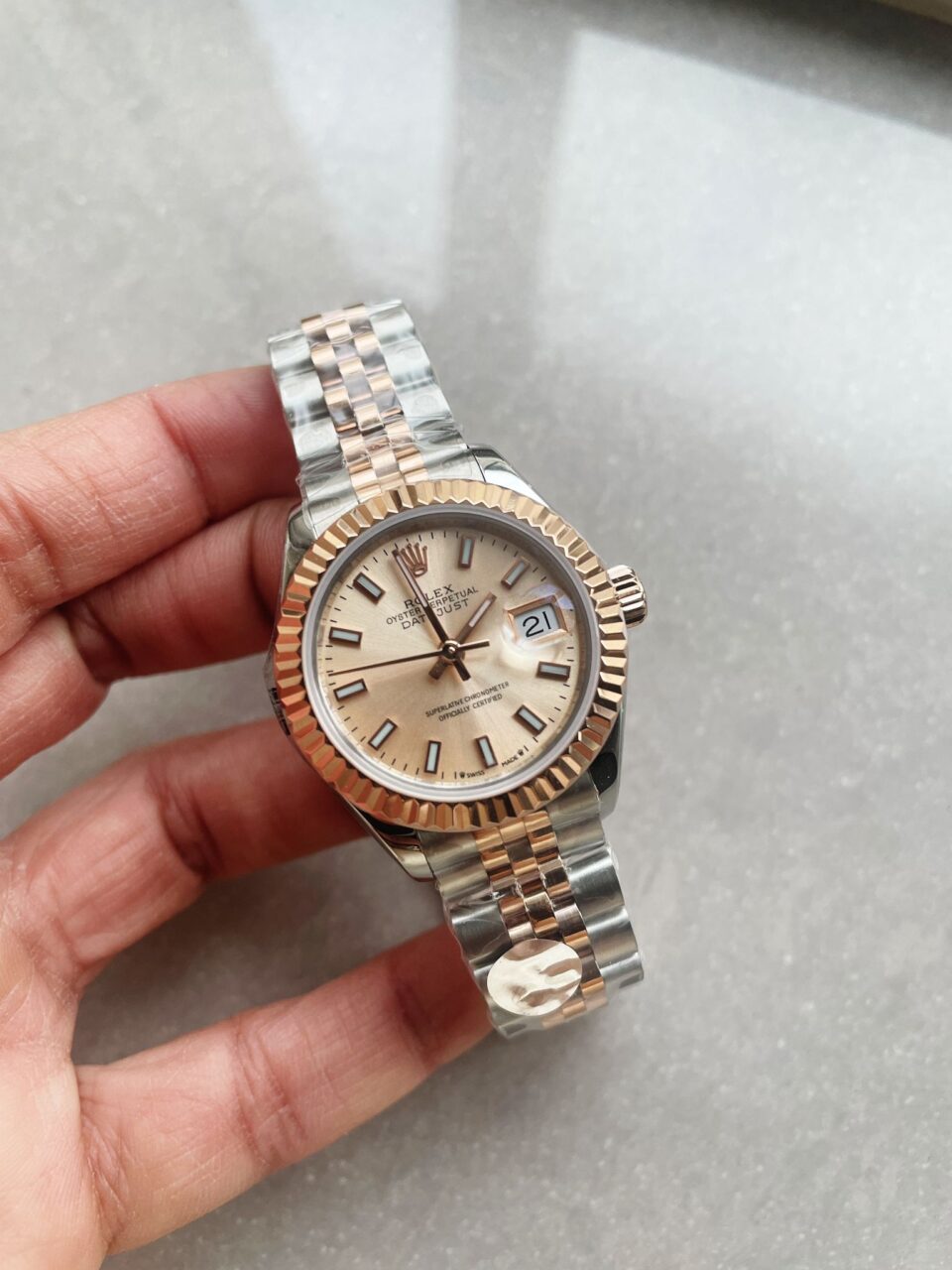 Rolex Datejust 28mm 904L RG/SS Champagne Dial A2671