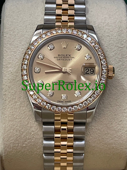 Rolex Datejust 31 Steel and Yellow Gold Champagne Diamond Dial Ref.178383