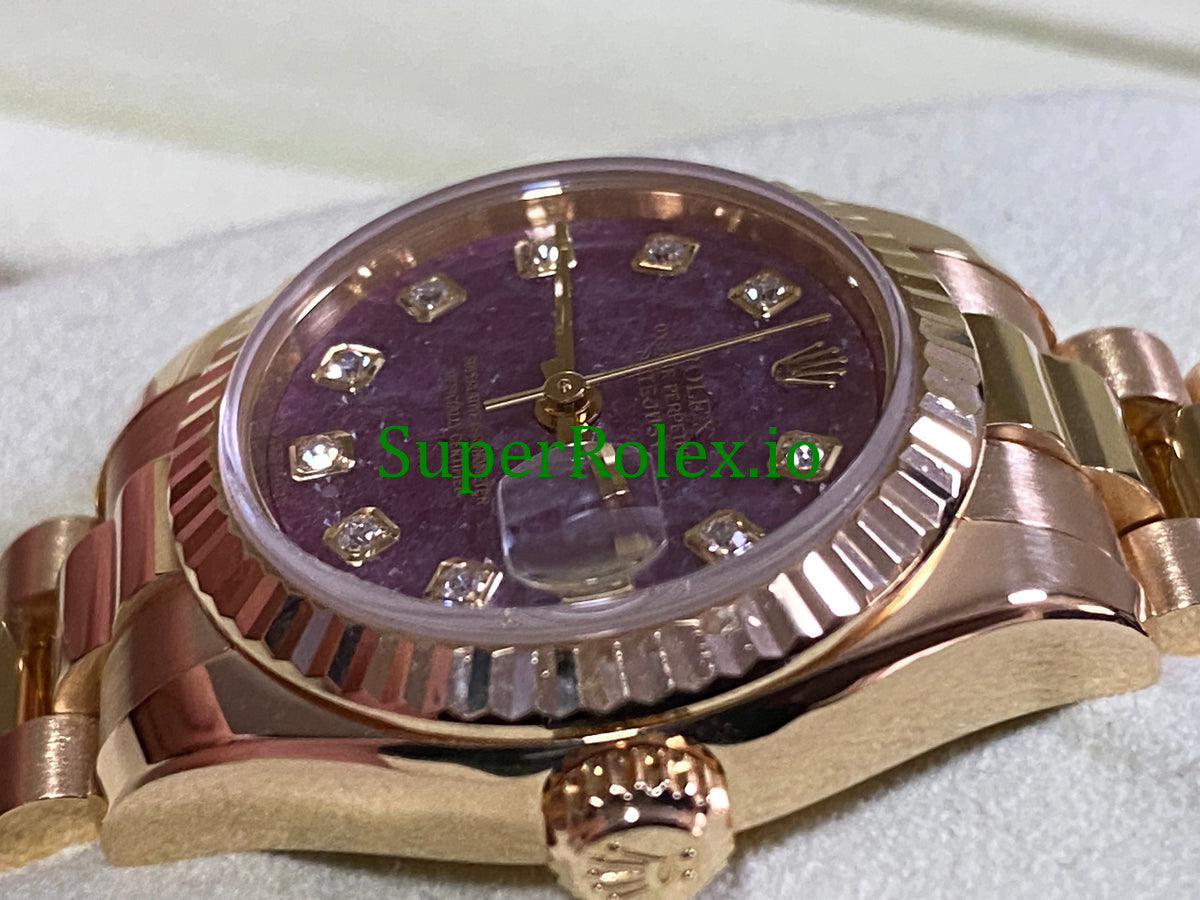 Rolex Lady-Datejust 26 Yellow Gold Rubelite Diamond Dial Ref.179178