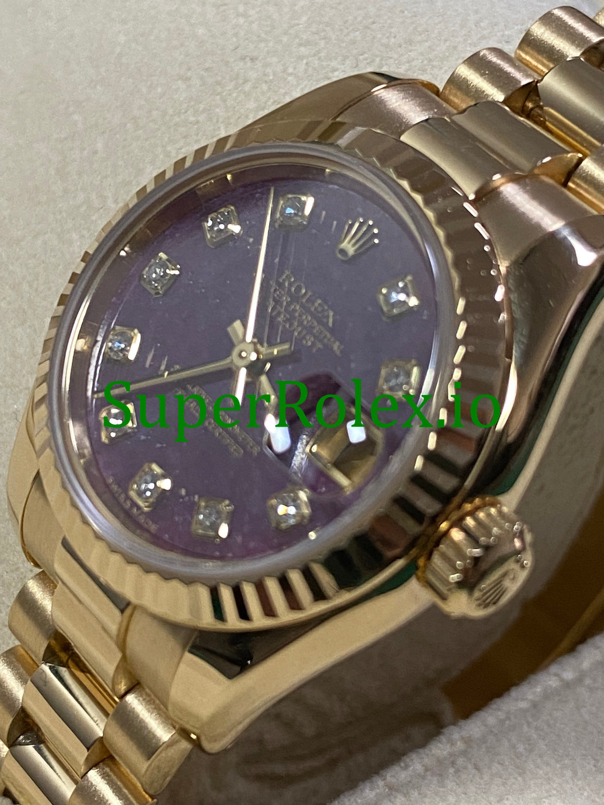 Rolex Lady-Datejust 26 Yellow Gold Rubelite Diamond Dial Ref.179178