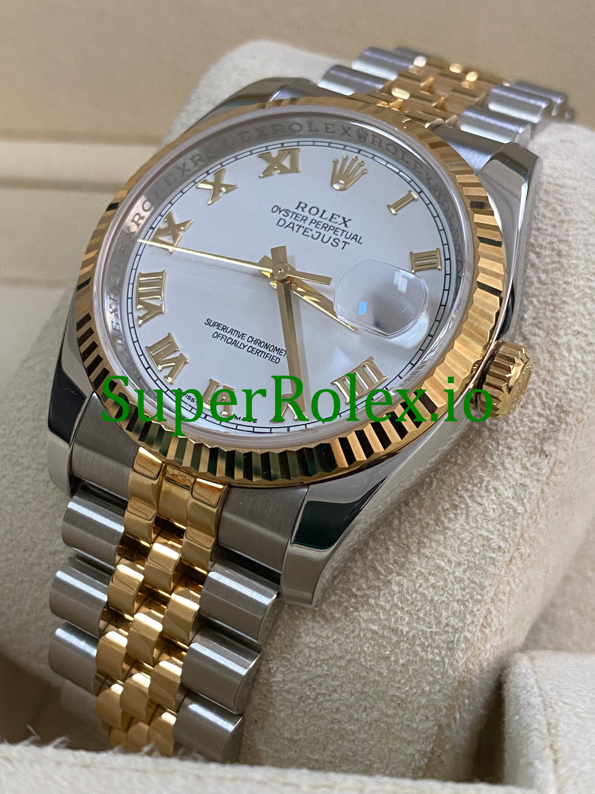 Rolex Datejust 36 Steel and Yellow Gold White Roman Dial Ref.116233