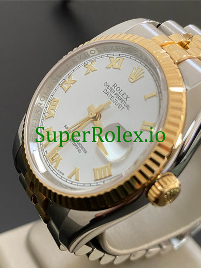 Rolex Datejust 36 Steel and Yellow Gold White Roman Dial Ref.116233
