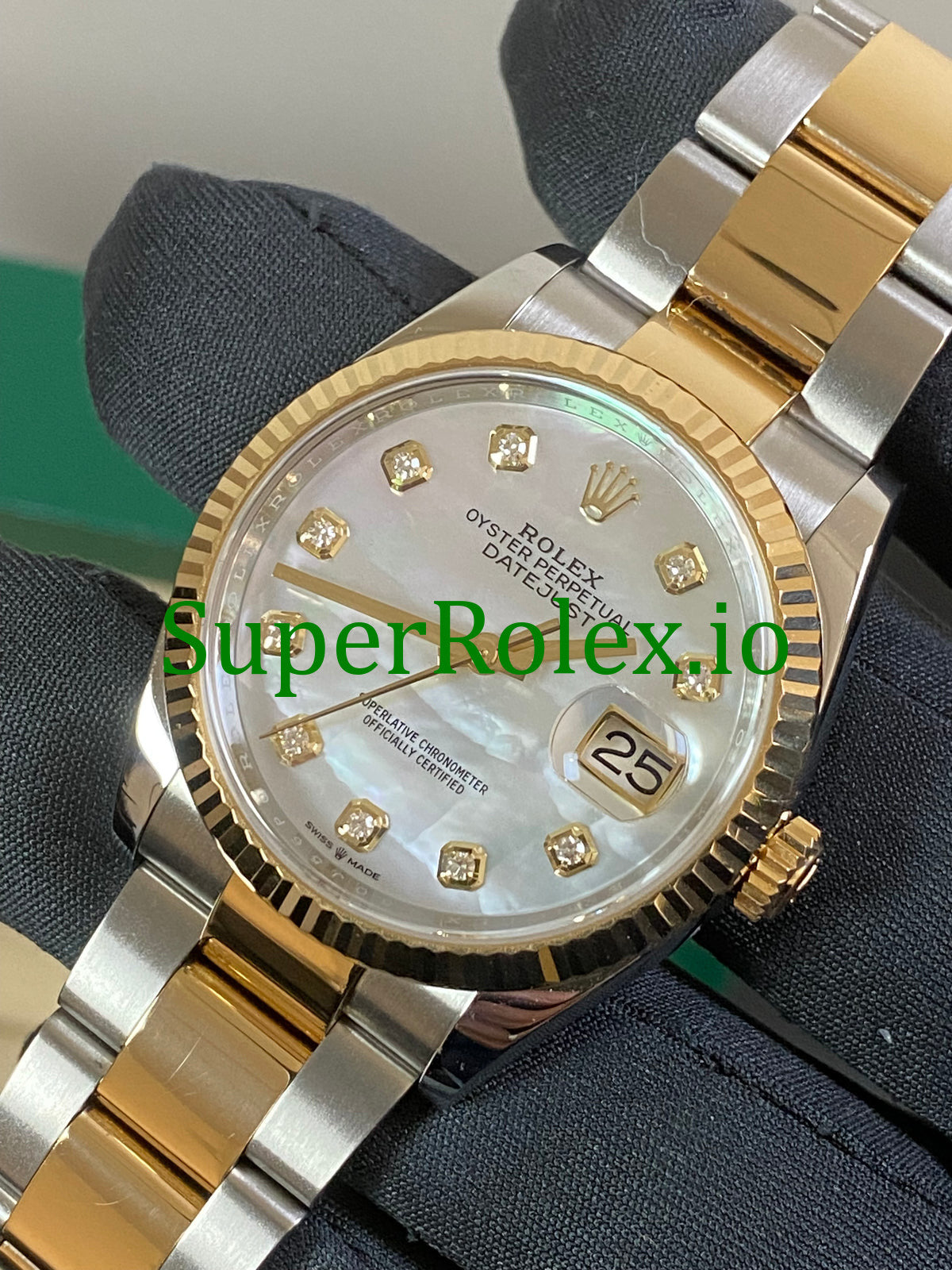 Rolex Datejust 36 Yellow Gold Mother of Pearl Diamond Dial Ref.126233
