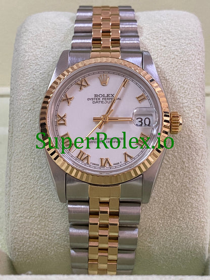 Rolex Datejust 31 Yellow Gold White Roman Dial Ref.68273