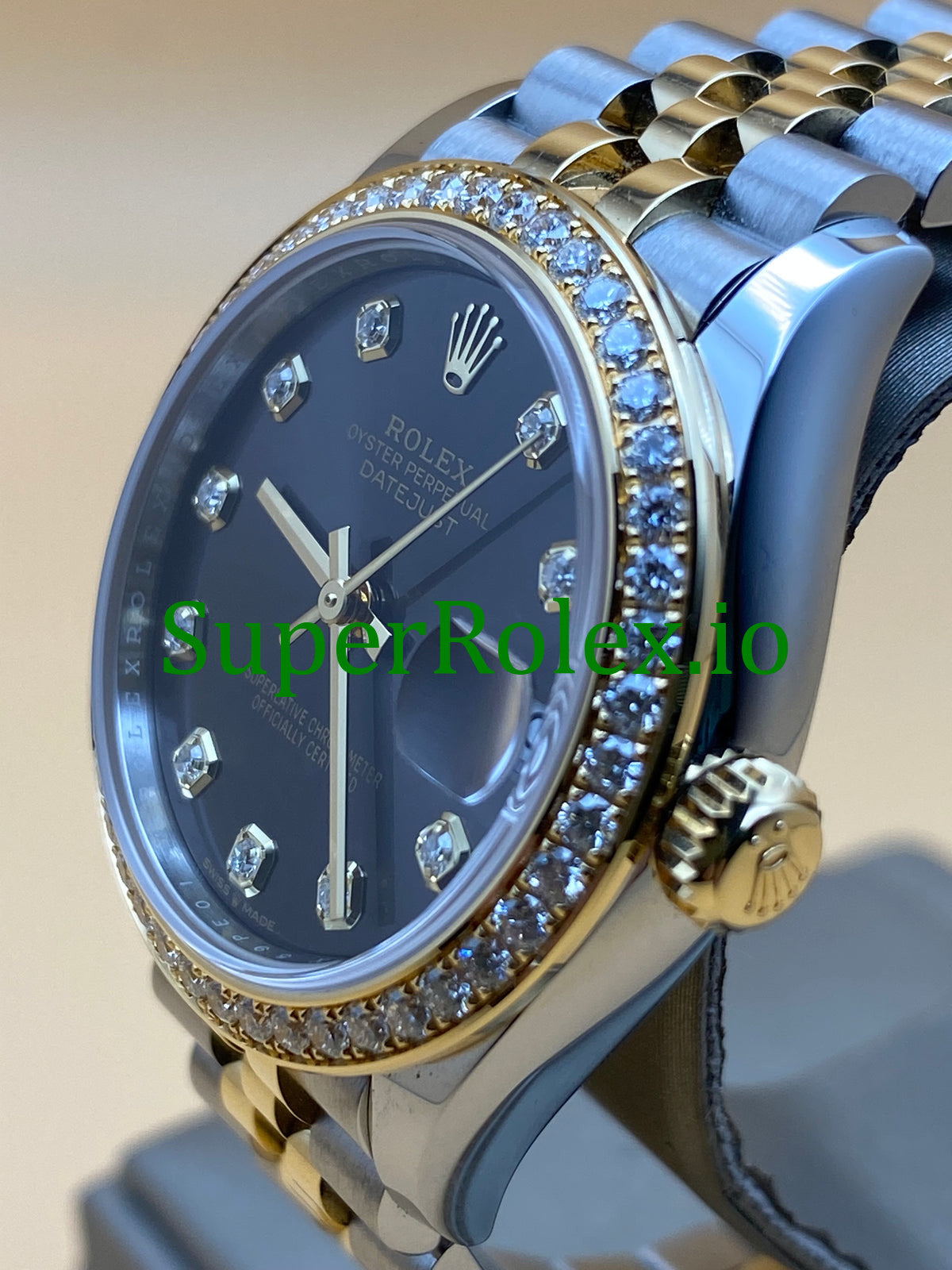 Rolex Datejust 31 Yellow Gold Dark Grey Diamond Dial Ref.278383RBR
