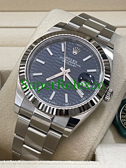 Rolex Datejust 41 Steel Bright Blue Fluted-Motif Dial Ref.126334
