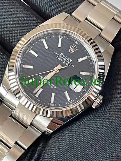 Rolex Datejust 41 Steel Bright Blue Fluted-Motif Dial Ref.126334