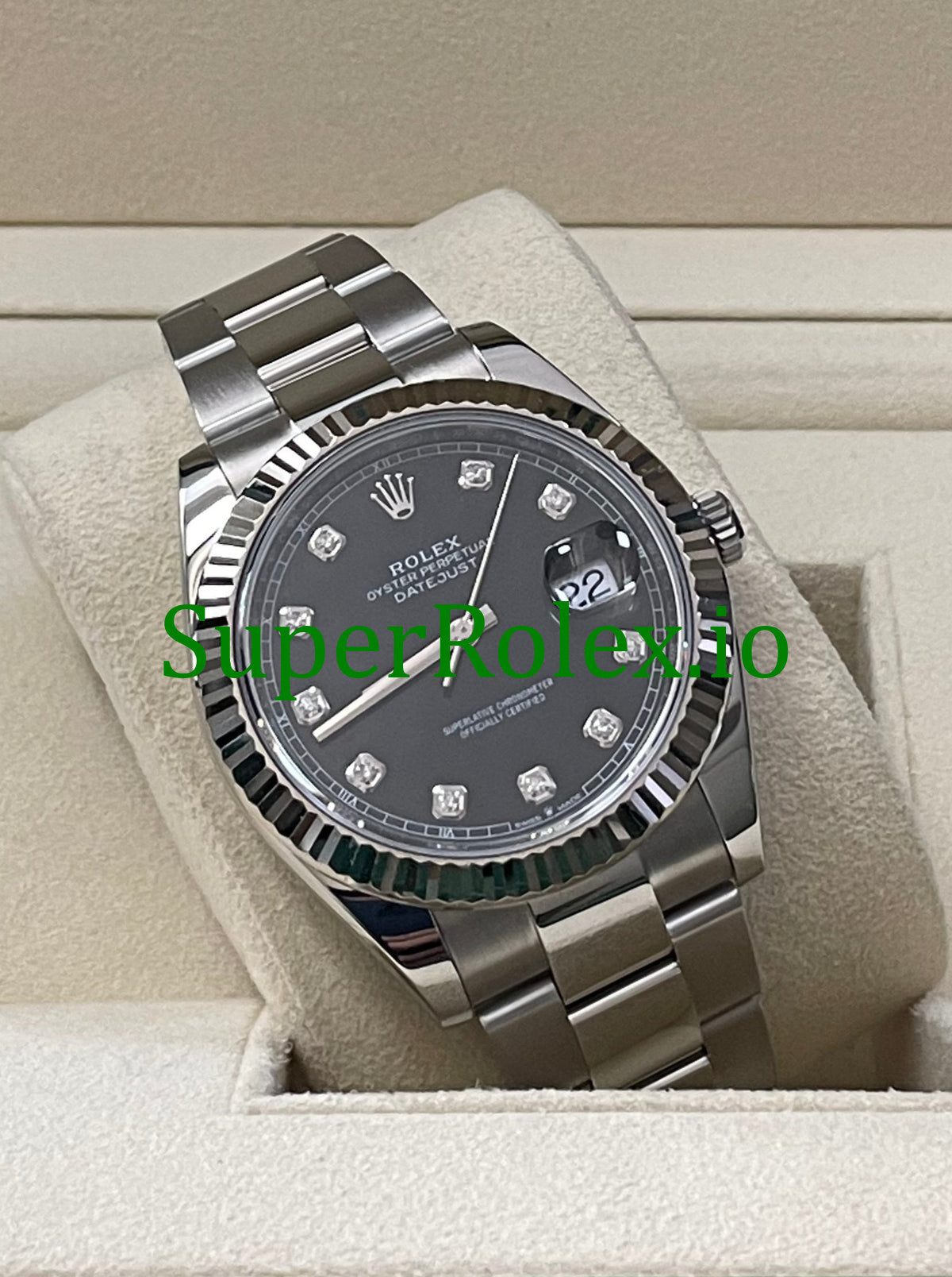 Rolex Datejust 41 Steel and White Gold Rolesor Black Diamond Dial Ref.126334