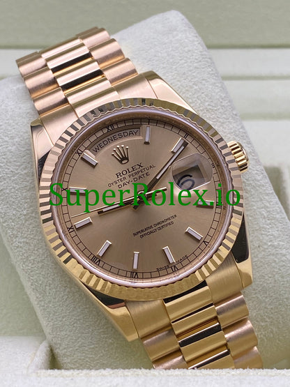 Rolex Day-Date 36MM Yellow Gold Champagne Index Dial Ref.118238