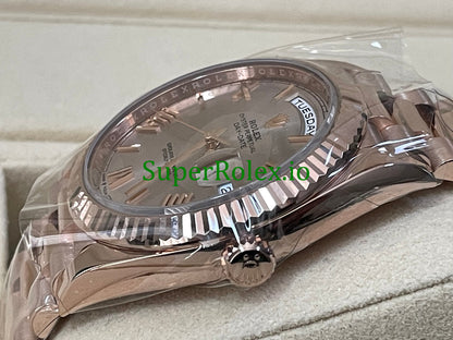 Rolex Day-Date 40 Everose Gold Ref.228235 Sundust Bevelled Roman Dial