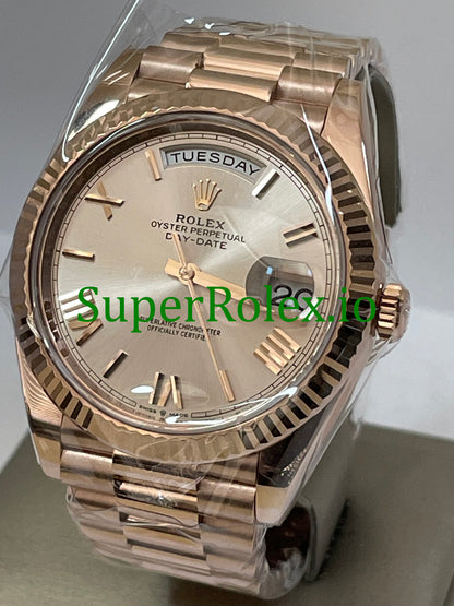 Rolex Day-Date 40 Everose Gold Ref.228235 Sundust Bevelled Roman Dial