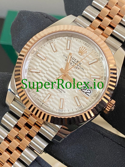 Rolex Datejust 41 Steel and Everose Gold Silver Fluted-Motif Dial Ref.126331