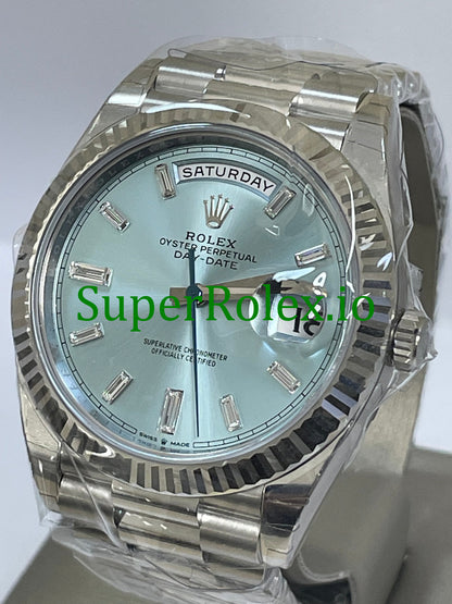Rolex Platinum Day-Date 40MM Ref.228236 - Ice Blue Baguette Diamond Dial