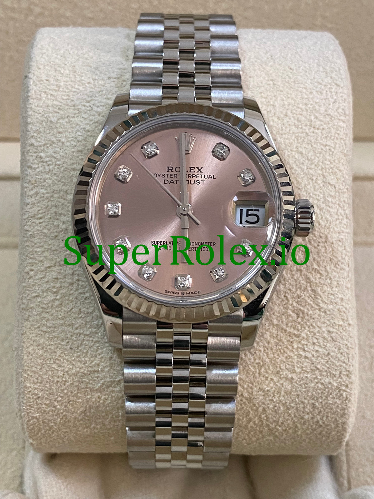 Rolex Datejust 31 Steel and White Gold Pink Diamond Dial Ref.278274