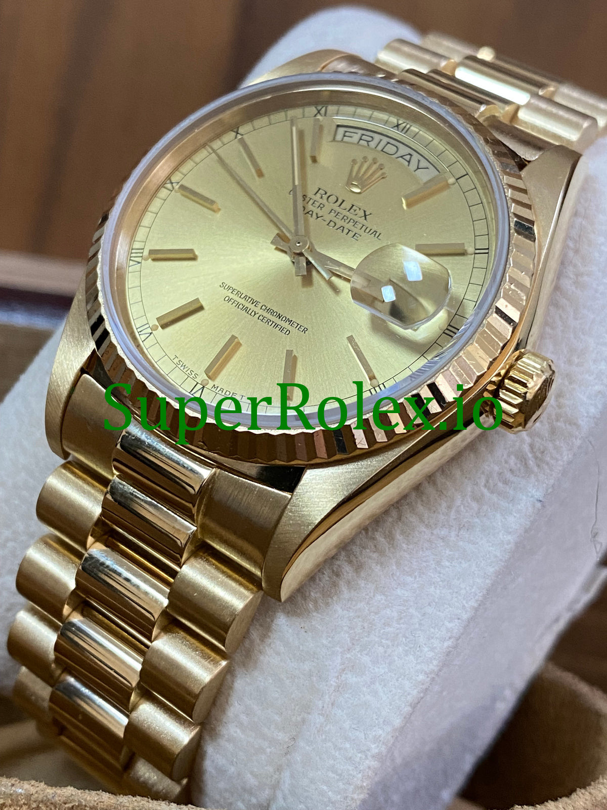 Rolex Day-Date 36MM Yellow Gold Champagne Index Dial Ref.18038