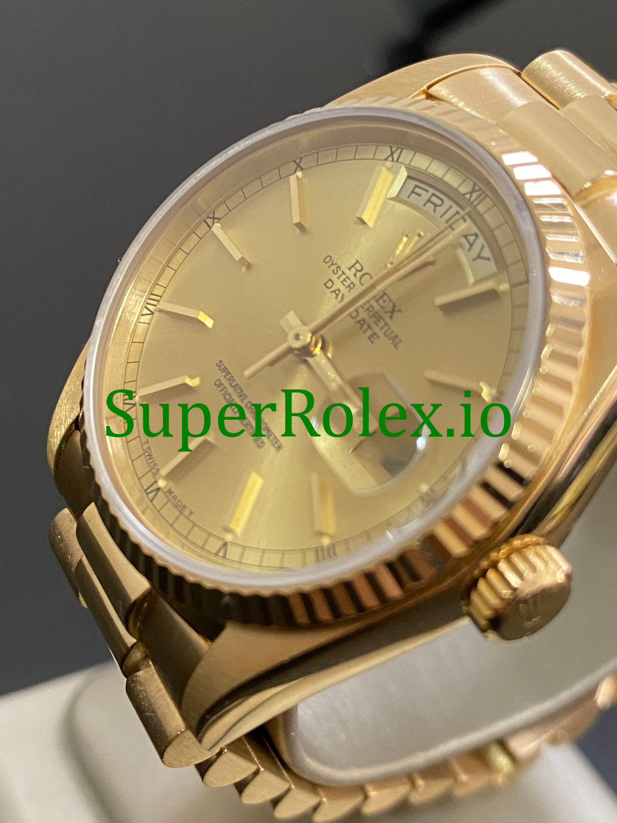 Rolex Day-Date 36MM Yellow Gold Champagne Index Dial Ref.18038