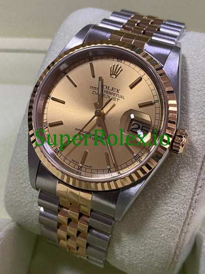 Rolex Datejust 36 Steel and Yellow Gold Champagne Index Dial Ref.16233