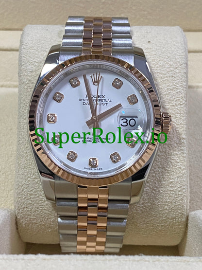 Rolex Datejust 36 Everose Gold White Diamond Dial Ref.116231