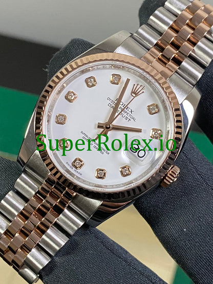 Rolex Datejust 36 Everose Gold White Diamond Dial Ref.116231