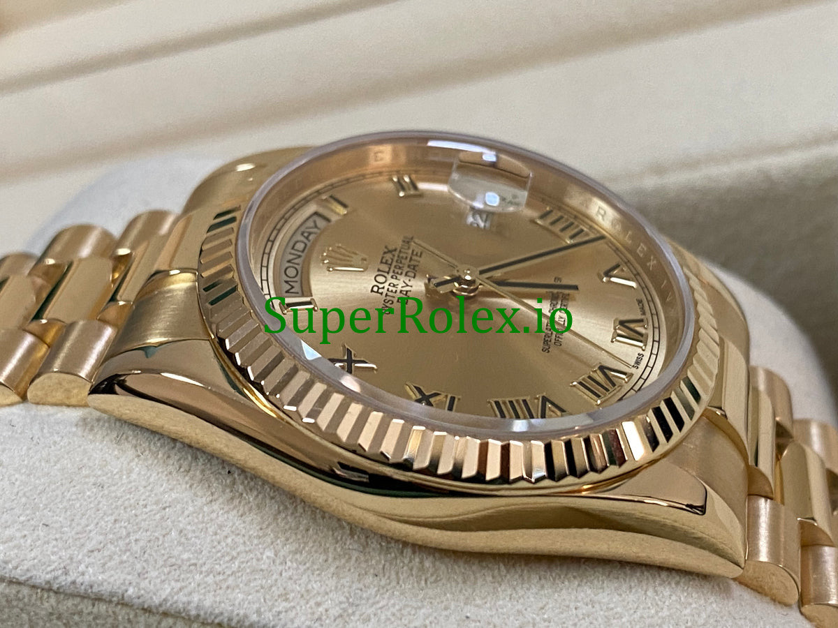 Rolex Day-Date 36MM Yellow Gold Champagne Roman Dial Ref.118238