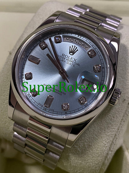 Rolex Platinum Day-Date 36MM Ice Blue Diamond Dial Ref.118206