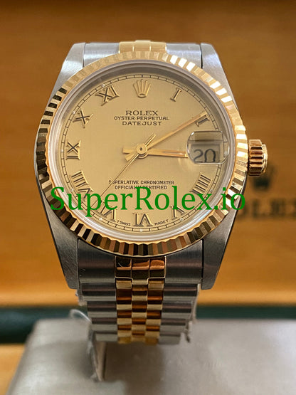 Rolex Datejust 31 Yellow Gold Champagne Roman Dial Ref.68273