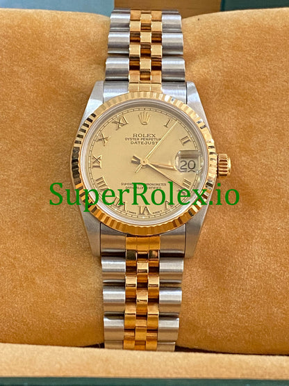 Rolex Datejust 31 Yellow Gold Champagne Roman Dial Ref.68273