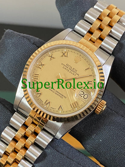Rolex Datejust 31 Yellow Gold Champagne Roman Dial Ref.68273