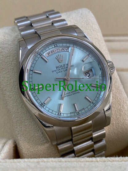Rolex Platinum Day-Date 36 Ice Blue Dial Ref.118206