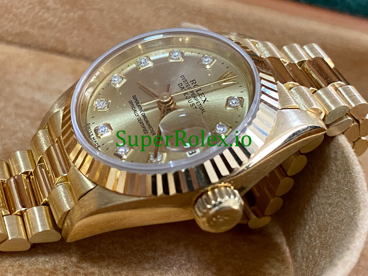 Rolex Lady-Datejust 26MM Champagne Diamond Dial Ref.69178