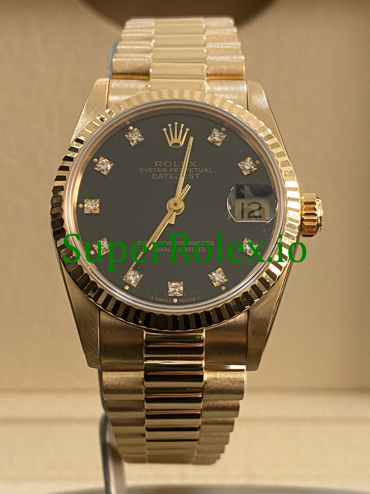 Rolex Datejust 31 Yellow Gold Black Diamond Dial Ref.68278