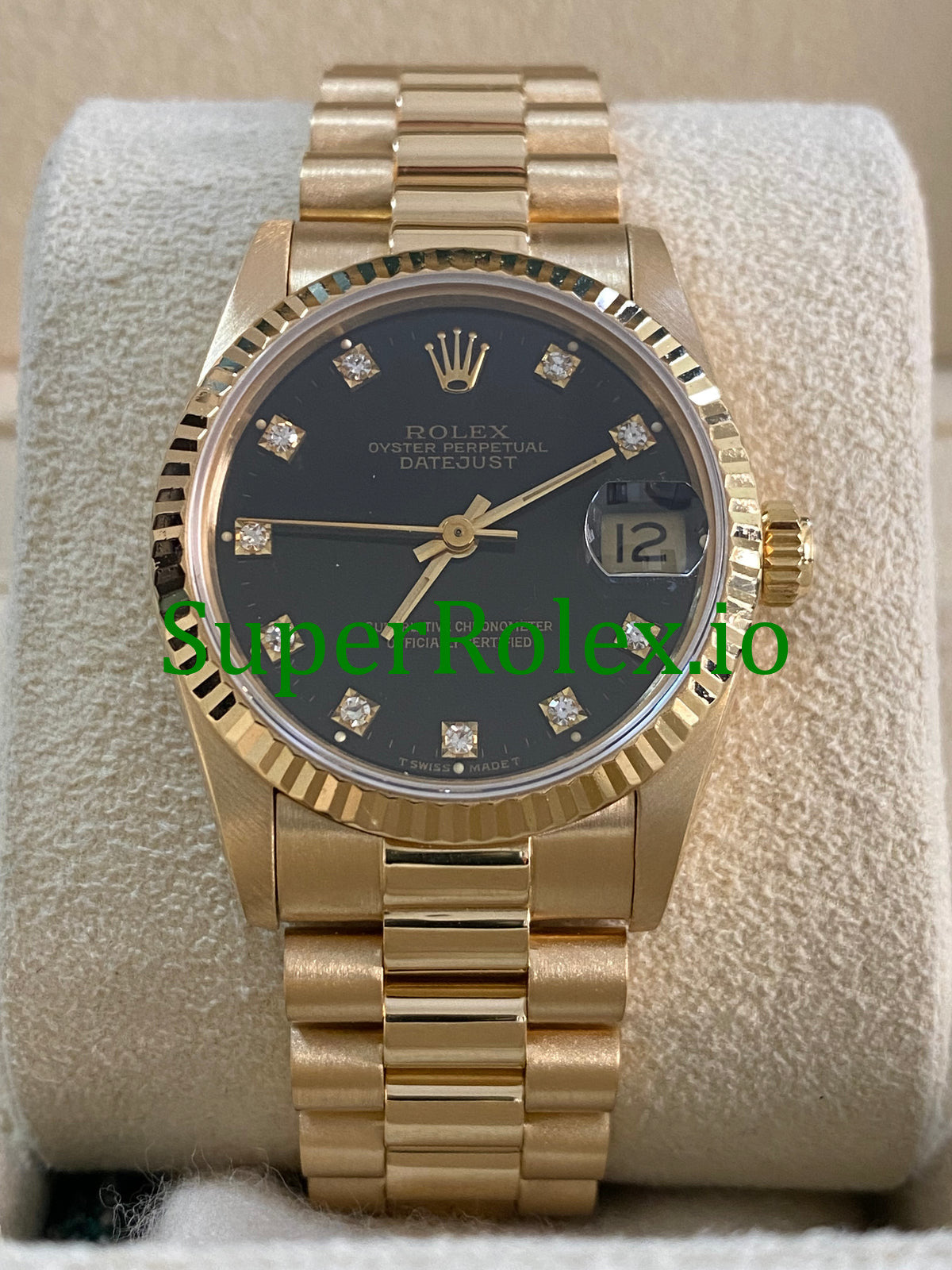 Rolex Datejust 31 Yellow Gold Black Diamond Dial Ref.68278