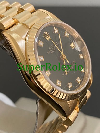 Rolex Datejust 31 Yellow Gold Black Diamond Dial Ref.68278