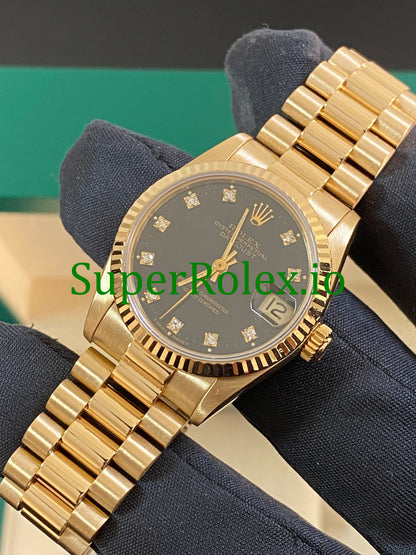 Rolex Datejust 31 Yellow Gold Black Diamond Dial Ref.68278