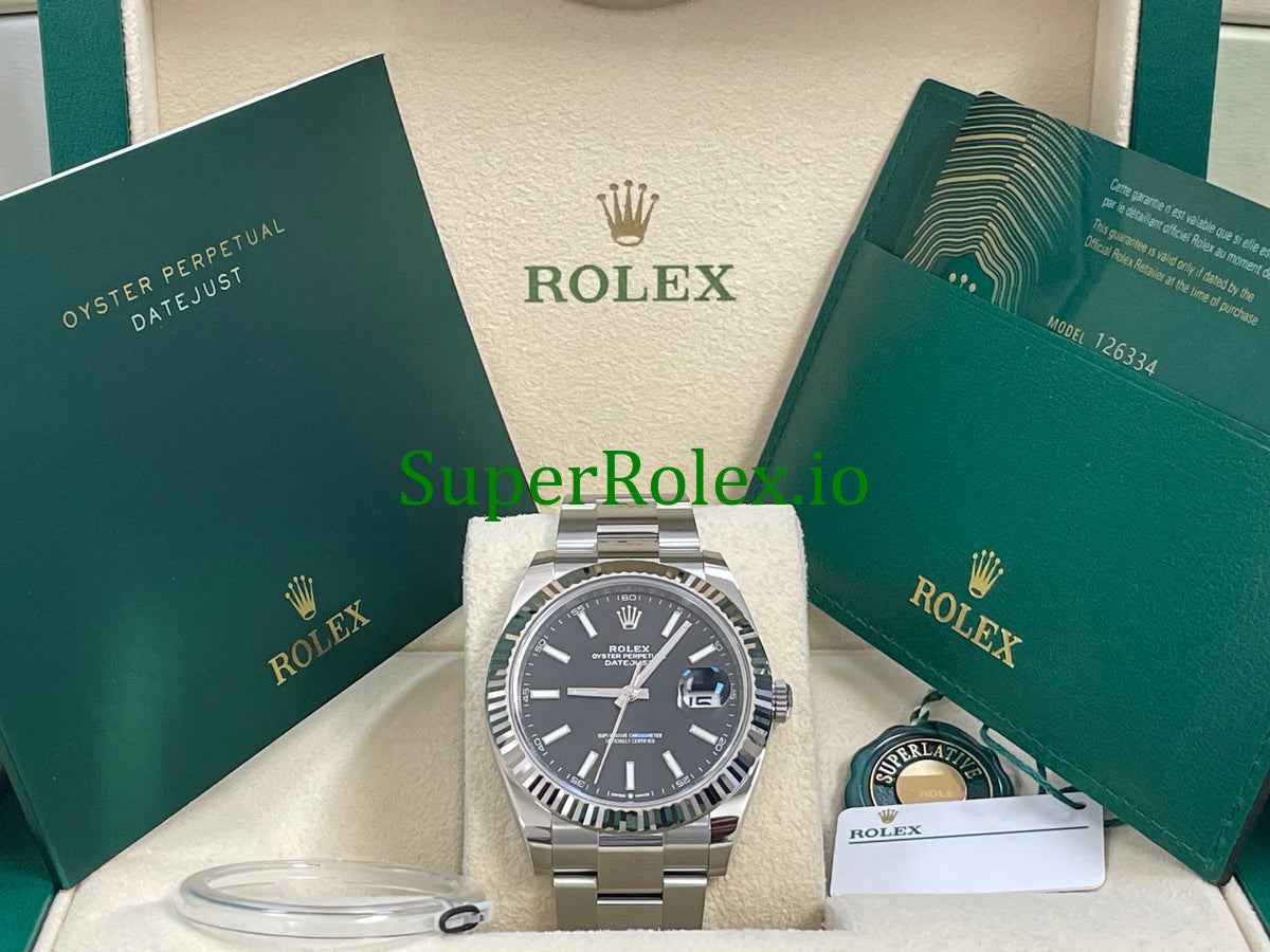 Rolex Datejust 41 Steel and White Gold Black Index Dial Ref.126334