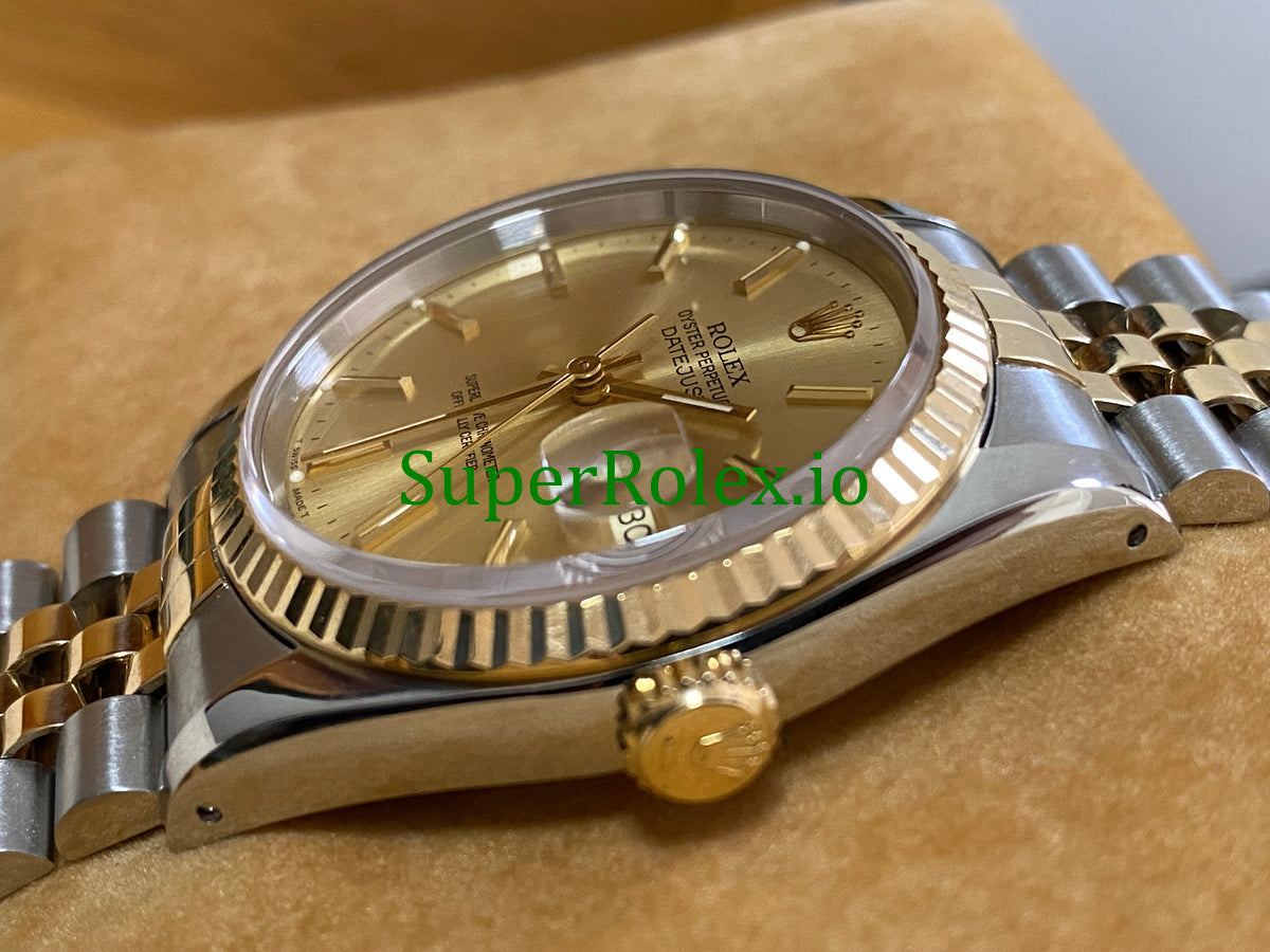 Rolex Datejust 36 Yellow Gold Champagne Index Dial Ref.16233